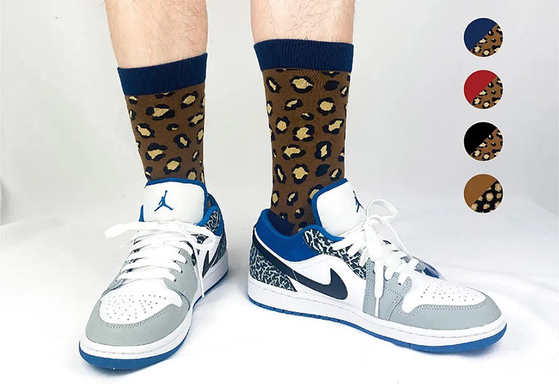 豹紋襪-藍 厚襪款(2種尺寸) 